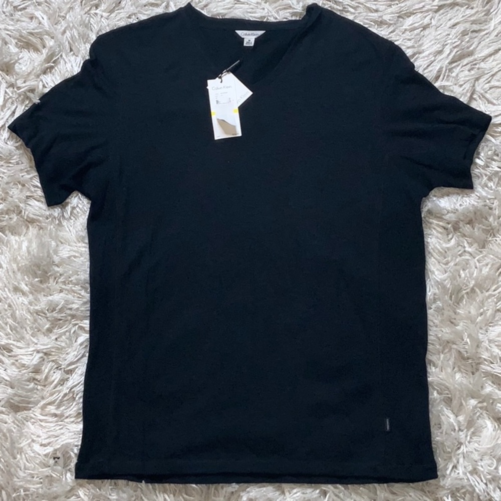 Calvin Klein Men's Black V-Neck Casual Shirt
